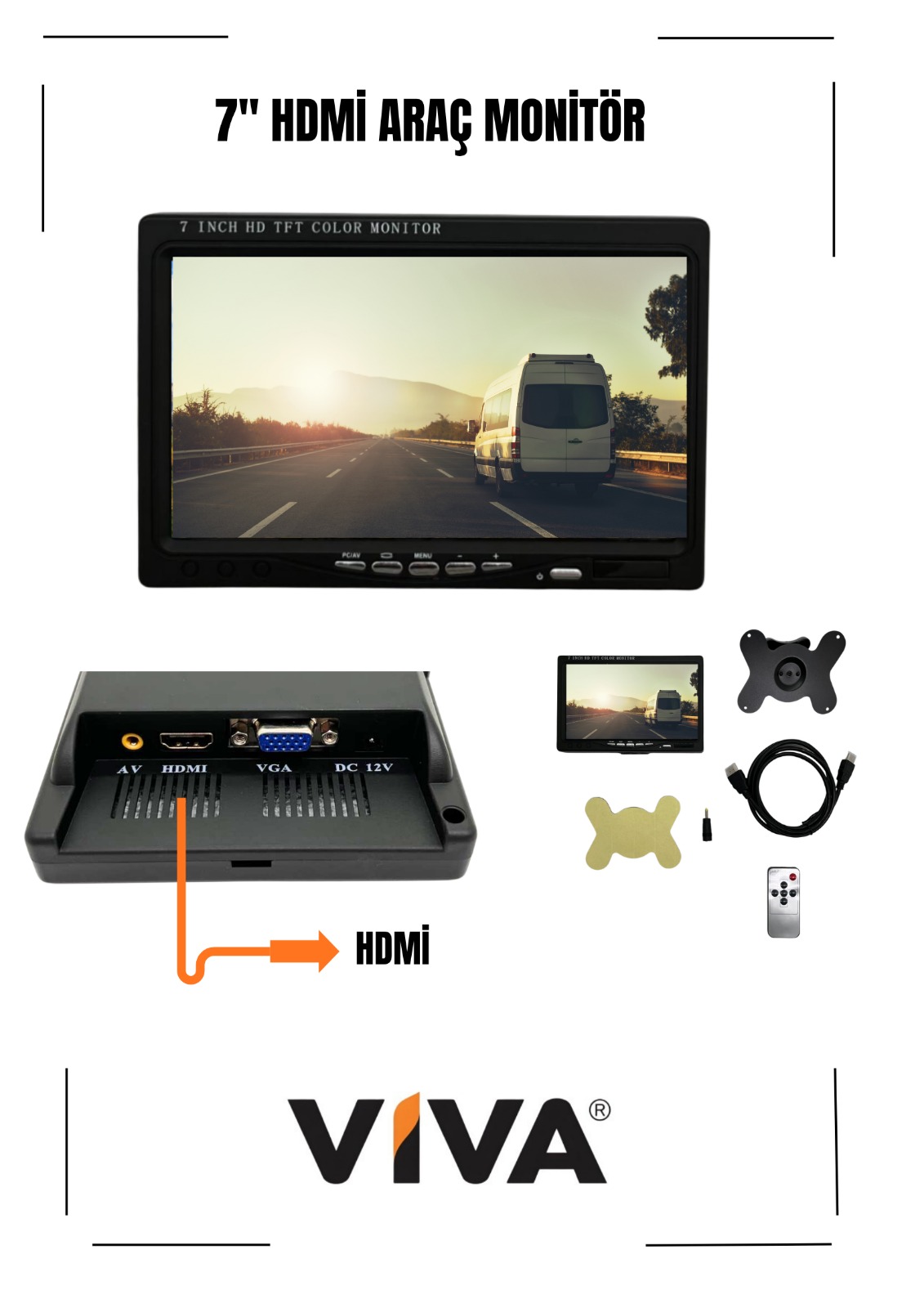 VIVA 7 inç HDMI Araç & Test Monitörü